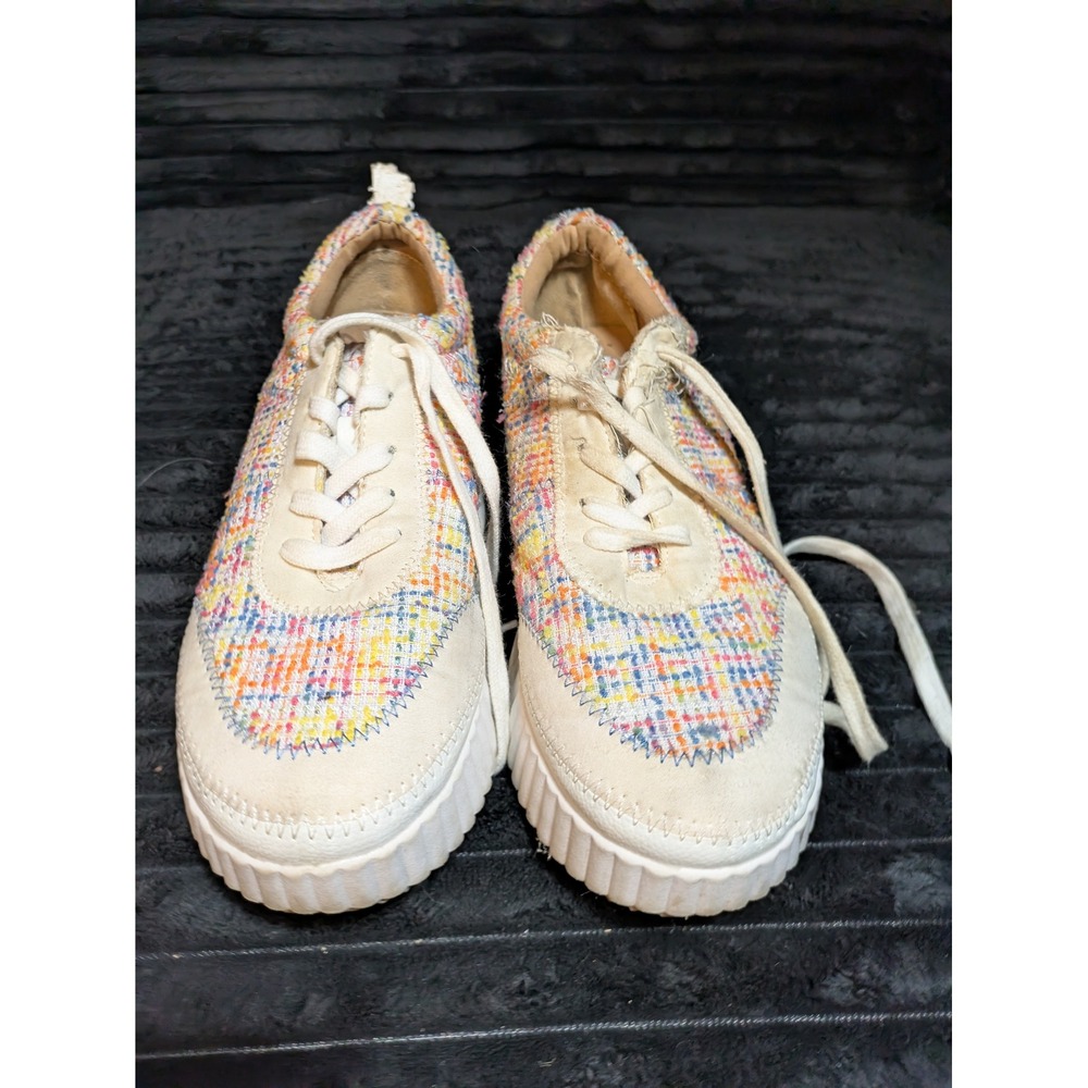 Zodiac Womens Multi Color Tweed Platform Sneakers Size 8M Lace Up White Sole